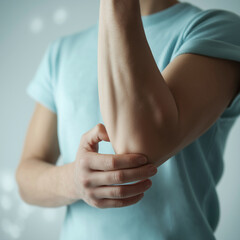 Man Experiencing Golf Elbow Pain Holding Arm