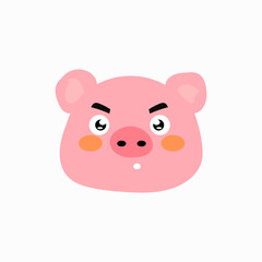 head pig cartoon illustration character. animal forest cartoon