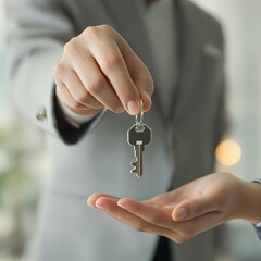Real Estate Agent Handing Over Keys After Deal