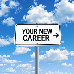 Obraz premium Signpost with 'Your New Career' Against Blue Sky