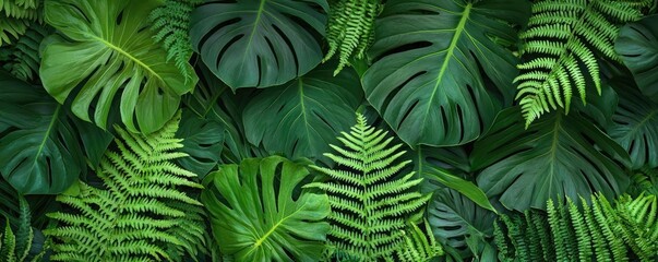 Greenery palms idea. A vibrant collection of lush green leaves creating a calming natural backdrop.