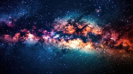 Fototapeta premium Colorful milkyway galaxy night stars landscape