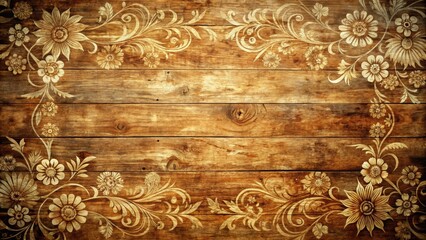 Distressed wood grain background with intricate floral patterns, wood, distressed,  wood, distressed, natural, foliage,