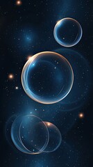 Glowing Celestial Bubbles in a Starry Night Sky