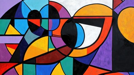 Fototapeta premium Abstract Geometric Composition in Vibrant Hues