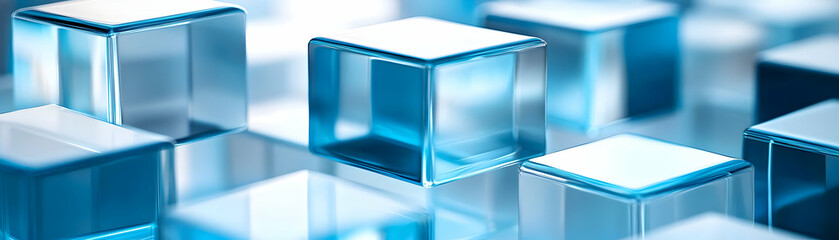 Blue Glass Cubes 3D Illustration