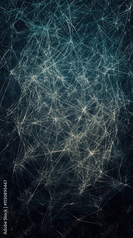Poster abstract network lines interconnected teal background