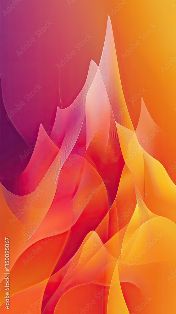 Wall mural Abstract Orange And Pink Wave Design