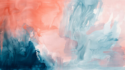 Fototapeta premium Soft And Dreamy Watercolor Background In Blue And Pink With Copy Space, Ideal For Feminine Designs.