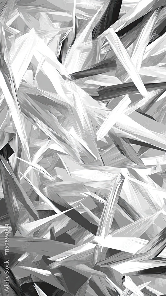Poster abstract grayscale image of intersecting angular forms
