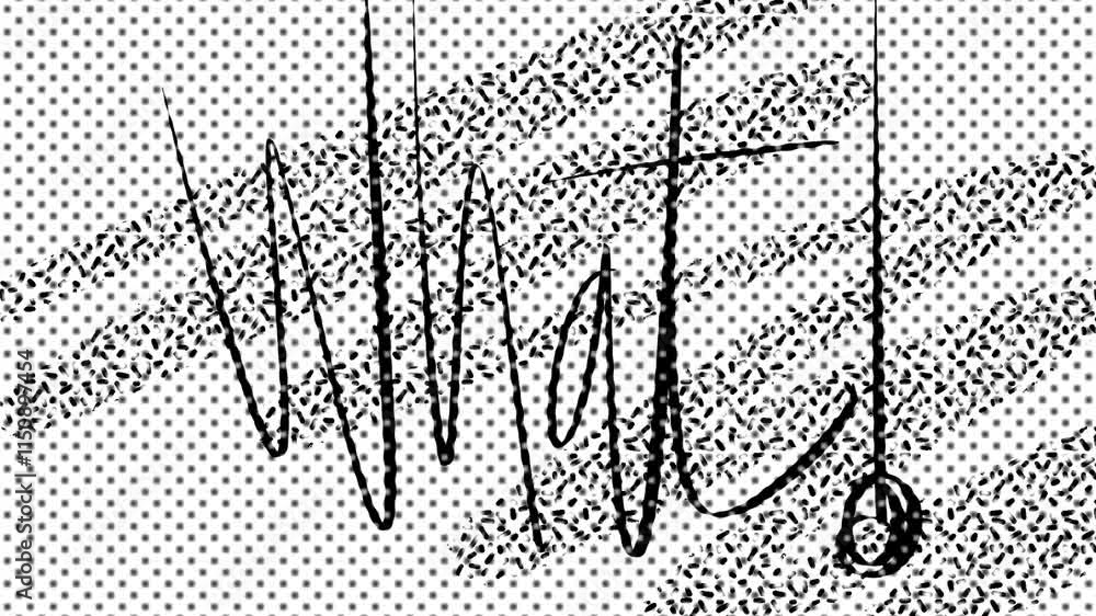 Aufkleber sketches and grunge textures animation with a halftone effect