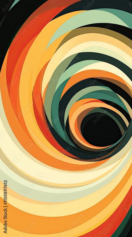 Poster abstract swirling vibrant colors creating a vortex design