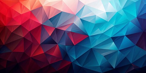 Obraz premium Abstract Low Poly Background Red and Blue Triangular Mosaic Pattern