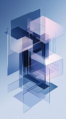 Fototapeta premium Abstract Blue and White Geometric Glass Structure