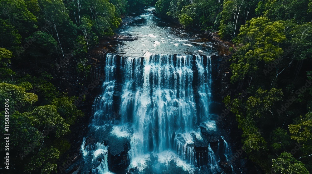 Poster a waterfall is shown in the image. generative ai