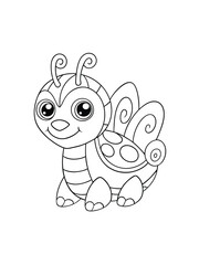 cute and funny animal cartoon drawing for kids coloring page