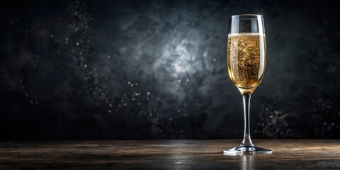 Luxurious bubbly drink resting in a crystal glass on a dark surface, Drinking Glasses,