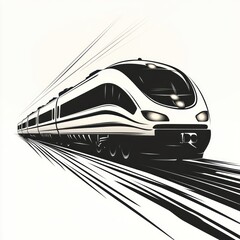 Naklejka premium High-speed train speeding on tracks.