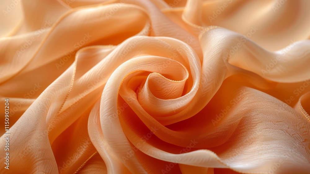 Aufkleber delicate folds of orange satin create a swirling pattern, showcasing smooth texture and light reflec