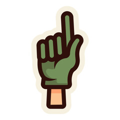 green foam hand supporter sticker