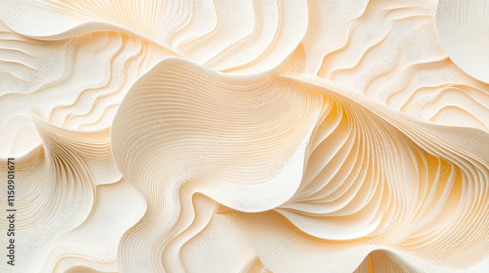 Poster a sleek 3d wallpaper with fine line art patterns, placed on a light, pastel-colored background, crea