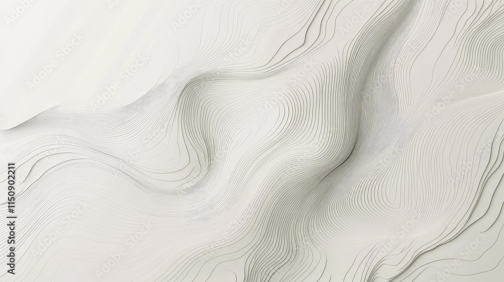 Poster abstract line art in 3d on a light background, offering a geometric and clean aesthetic that suits m