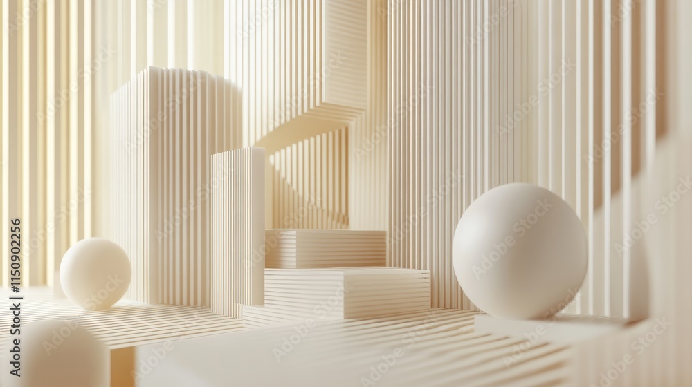 Aufkleber abstract line art in 3d on a light background, offering a geometric and clean aesthetic that suits m