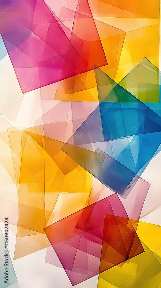 Poster abstract colorful overlapping translucent geometric shapes