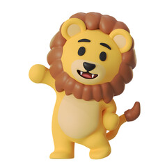 Mascot Cute Lion Greeting Hello, Greeting Hello