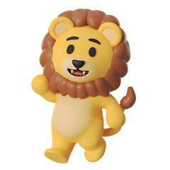 Mascot Cute Lion Walking Lion Pose