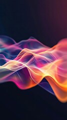 Abstract Colorful Waves Flowing Dark Background