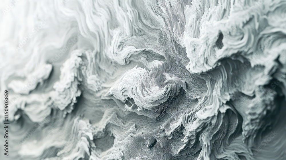 Poster close-up of detailed line art on 3d wallpaper with a light background, offering a minimalistic desig