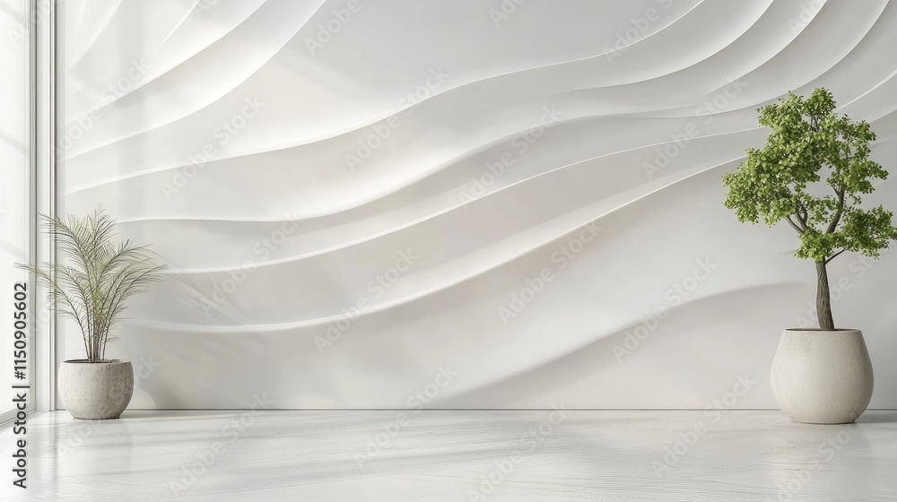 Poster minimal 3d wallpaper with delicate line art patterns over a smooth light background, providing a fre