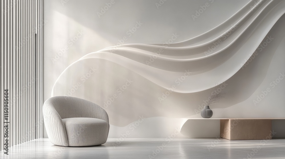 Poster minimal 3d wallpaper with delicate line art patterns over a smooth light background, providing a fre