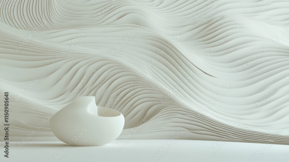 Poster minimal 3d wallpaper with delicate line art patterns over a smooth light background, providing a fre