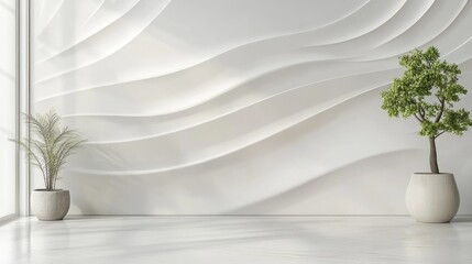 Minimal 3D wallpaper with delicate line art patterns over a smooth light background, providing a fresh and artistic design.