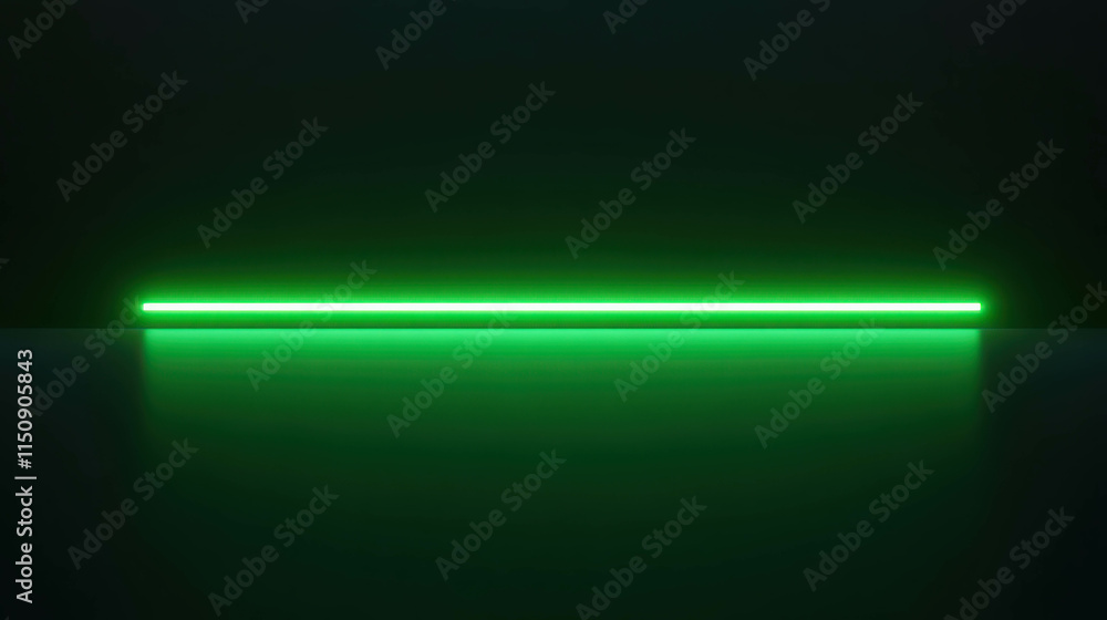 Poster glowing green line effect rendered on dark background with reflection