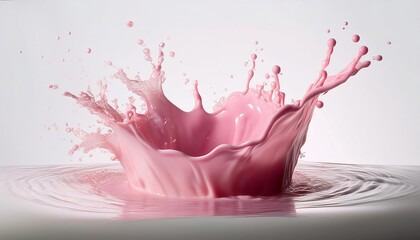 Splash of pink milk, white blank background