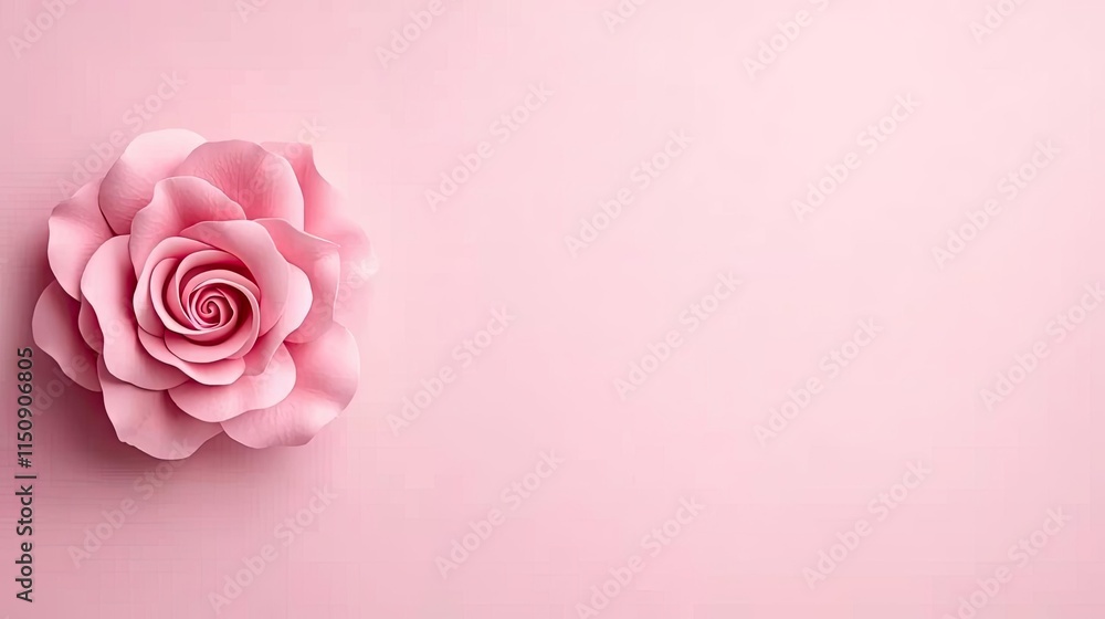 Sticker Minimal rose idea. A delicate pink rose against a soft pastel background, symbolizing beauty and love.