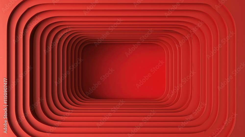 Poster modern abstract design featuring rectangular forms in vibrant red color
