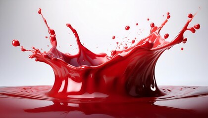 Splash of red milk, white blank background