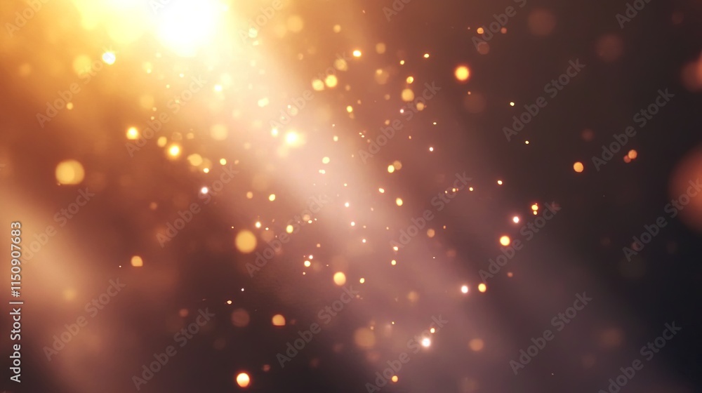 Poster golden light bokeh abstract background shimmering particles