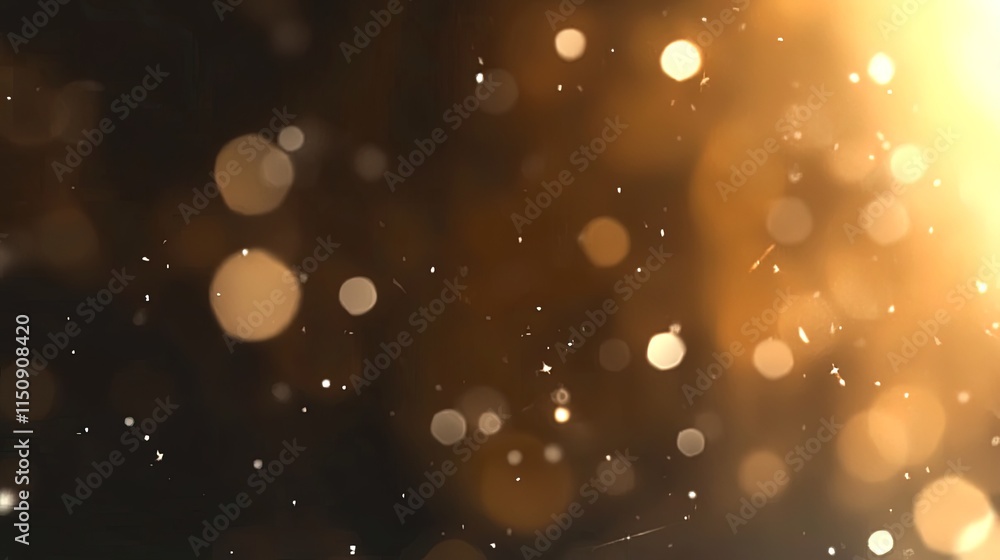 Poster abstract golden bokeh lights background with particles