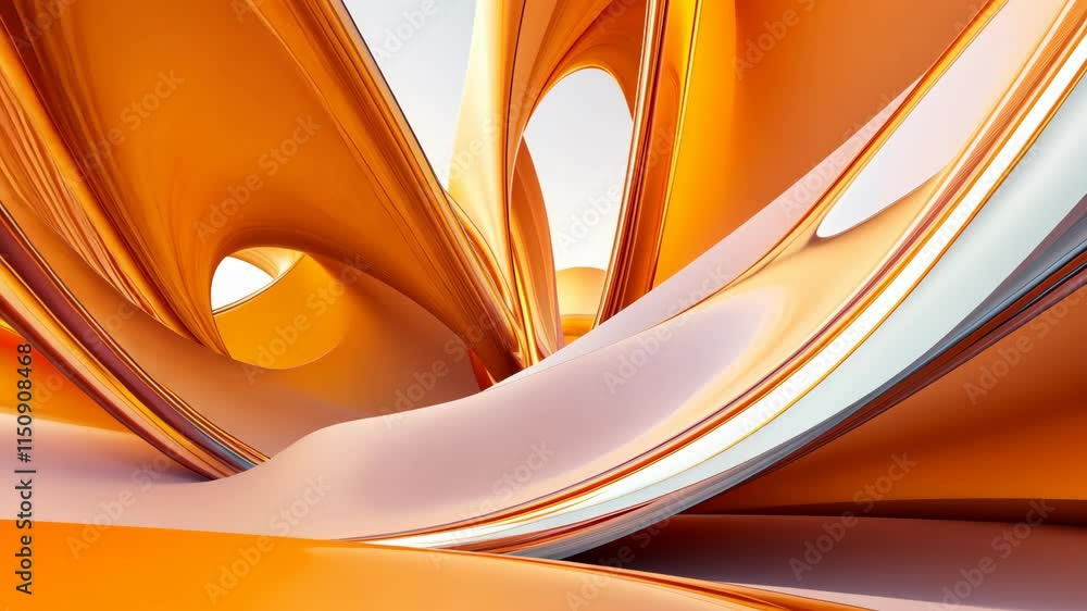 Poster vibrant orange abstract landscape showcasing flowing curves and open spaces in a bright environment