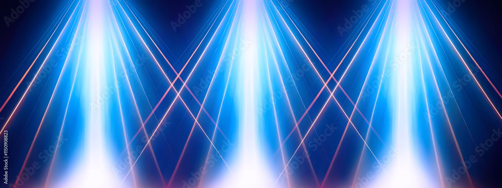 Poster abstract background with blue lights and rays in the center of the image