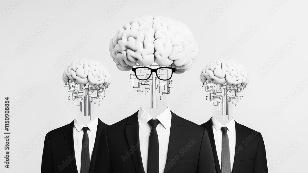 Aufkleber abstract representation of artificial intelligence concept with human figures in business attire and