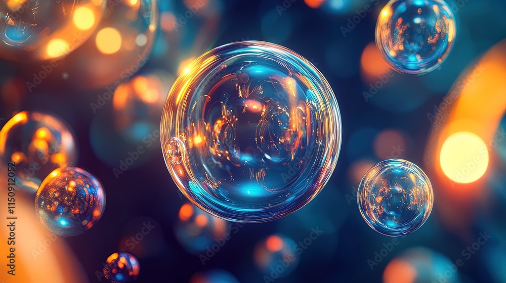 Aufkleber luminous bubbles float in a dreamlike setting