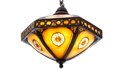 a lantern with intricate glass panels radiating png transparant background