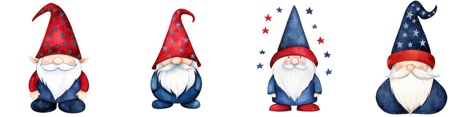 Valentine day element, Colorful gnomes with glittery hats and whimsical designs, cheerful, isolated on transparent background.