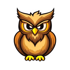 Obraz premium Angry Cartoon Owl. Cute Angry Bird Mascot.